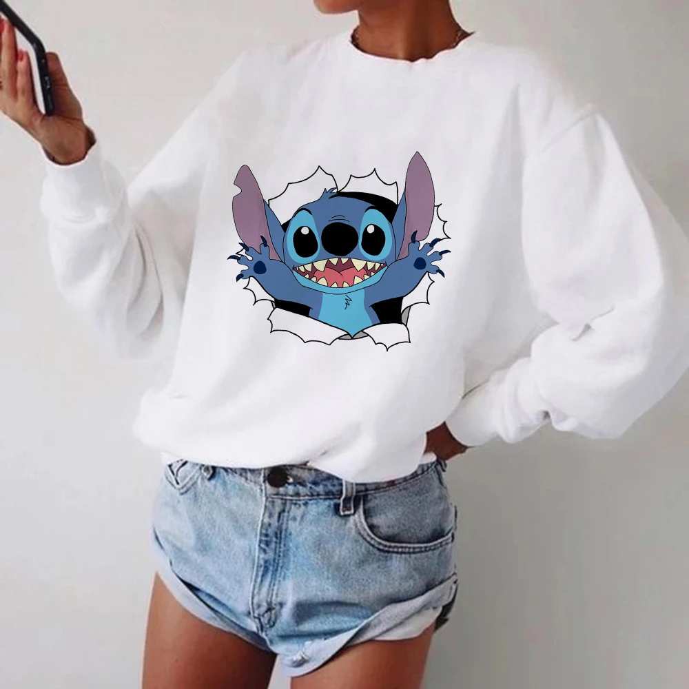 

Disney Lilo Stitch White Sweatshirts Women Undefined Pullover Women's Fashion Hoodies Grunge Aesthetic Sudadera Oversize Mujer