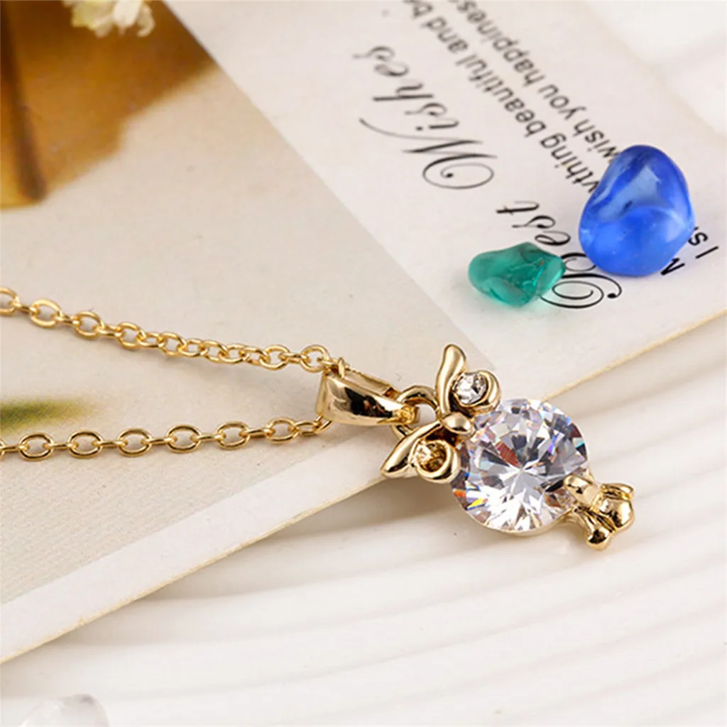 Женское Ожерелье из циркония ожерелье в виде совы модное европейском и