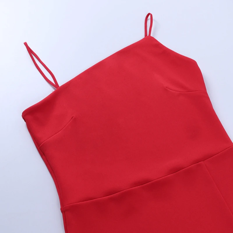 

Women Slit Red Dresses Sexy Elegant Bodycon Spaghetti Strap Summer Backless Party Club Ladies Straps Mini Dress Vestidos