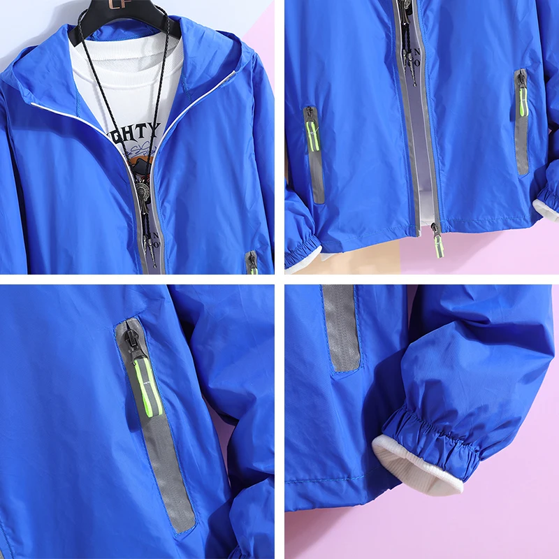 

2021 Ultra Light Women Summer Outdoors Jacket Shiny Hooded Sun protection clothing Solid Coat With Zipper Windbreaker