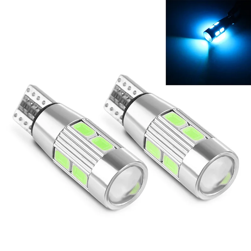 

White Bulbs License Plate Light 12V T10/W5W/168 LED 10SMD 5630 LED Auto Interior Interior Reading Light Car Accessories