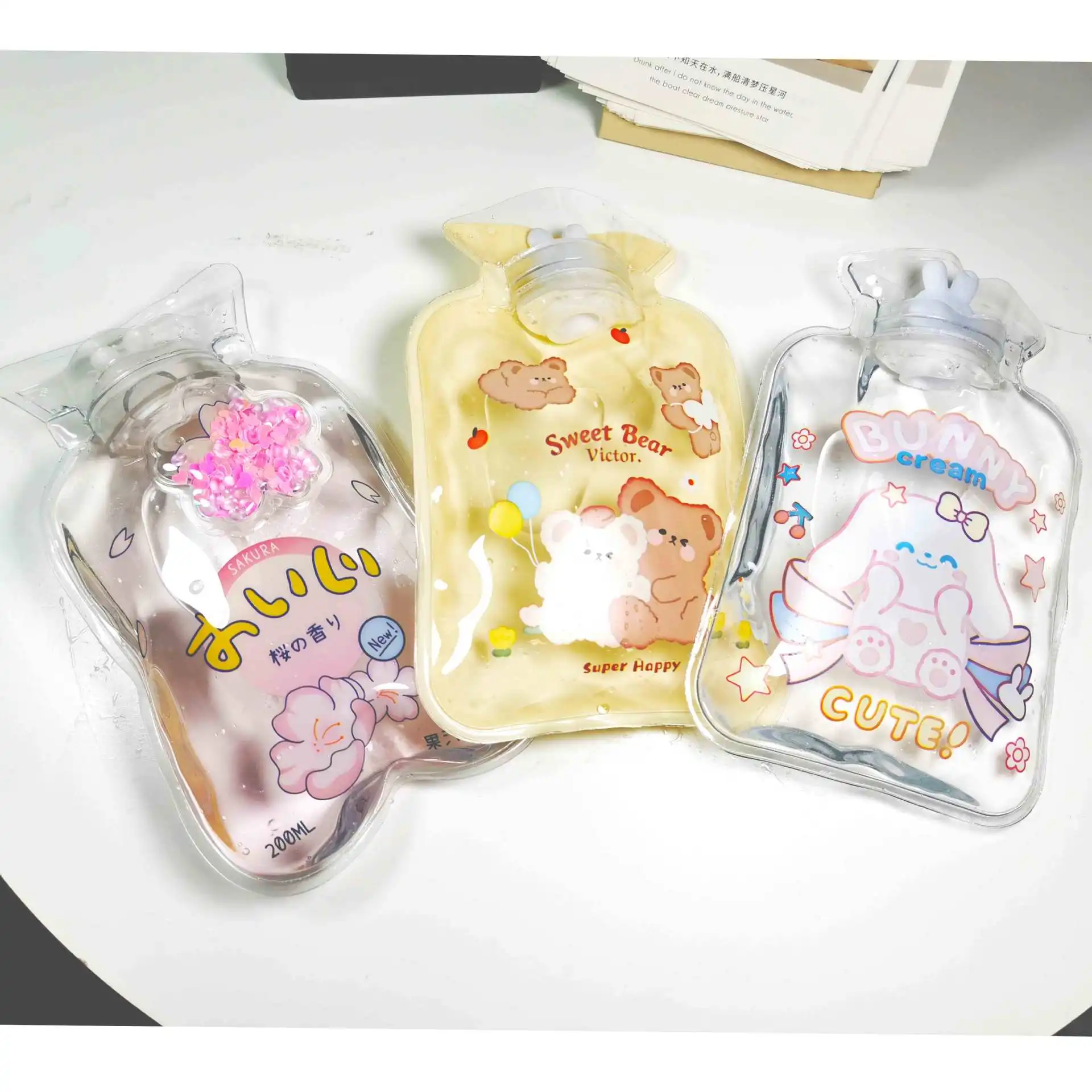 

Милая прозрачная бутылка для горячей воды, сокровище для живота, заполненная фотографией, небольшие взрывозащищенные портативные сумки дл...