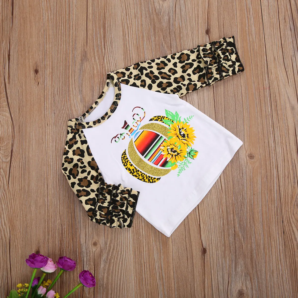 Детская футболка на Хэллоуин весна осень креативная Тыква с цветочным принтом