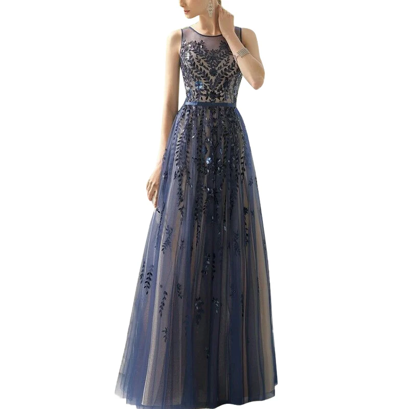 

Light Mature Temperament Embroidered Gauze Dress Sleeve Less Slim Dress 2021 Summer New Skirt