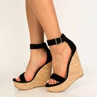 LAIGZEMженские босоножки на платформе; Обувь из искусственной замши на пробковой танкетке; Женские сандалии; Sandalen; Sandalia Zapato; Размеры 44, 46, 50, 52