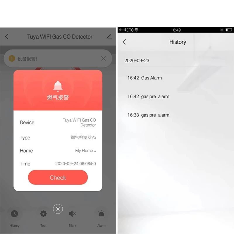 Датчик утечки газа Tuya Smart Life детектор угарного Wi-Fi CH4 датчик метана и горючего |
