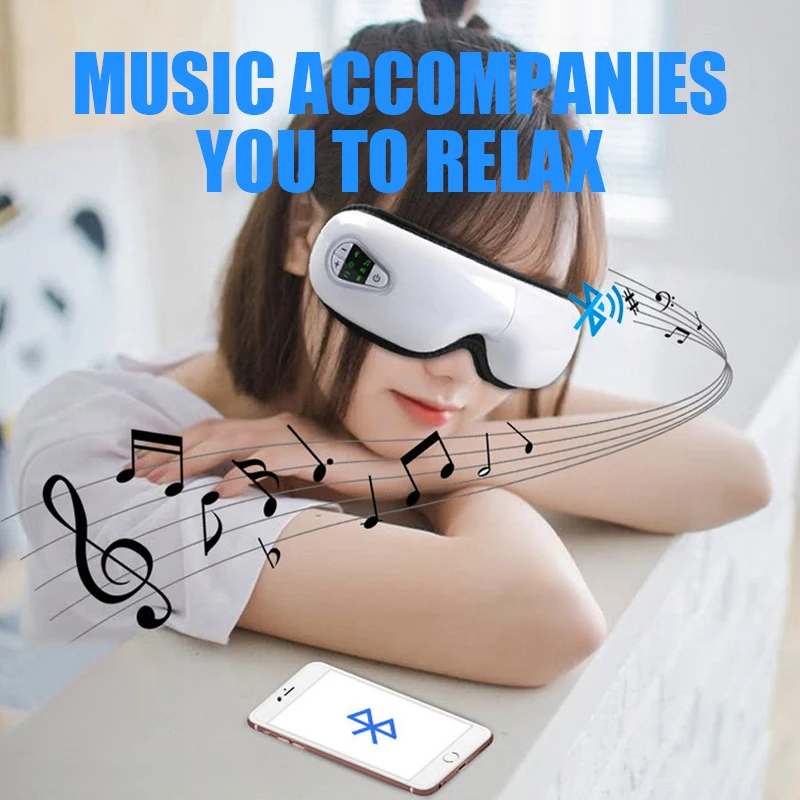 Электрический воздушный Давление массажер для глаз Blueteeth музыку с подогревом