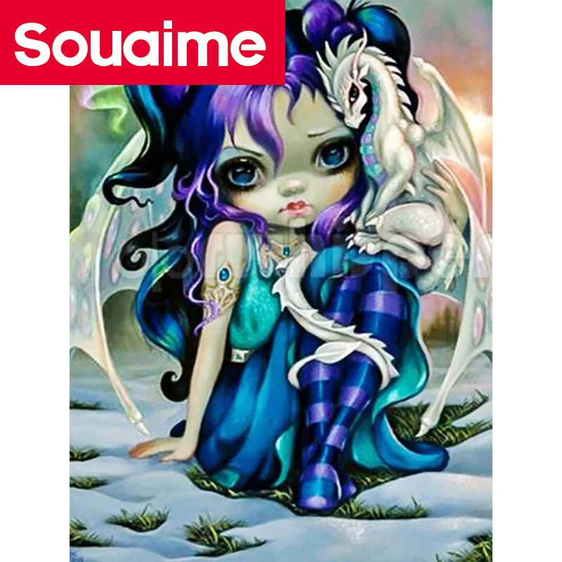 Полная квадратная/круглая дрель 5D алмазная живопись мультяшная девочка вышивка