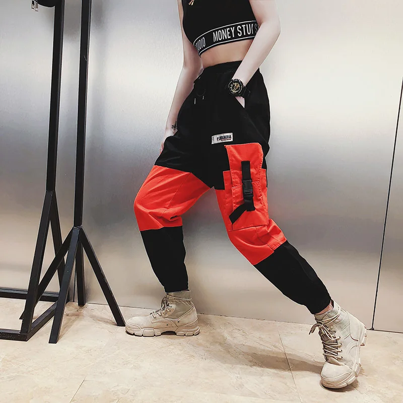 

Весенне-осенняя мода, новые женские винтажные брюки-карго с цветными узорами, женские карманы, свободные уличные повседневные брюки-джогге...