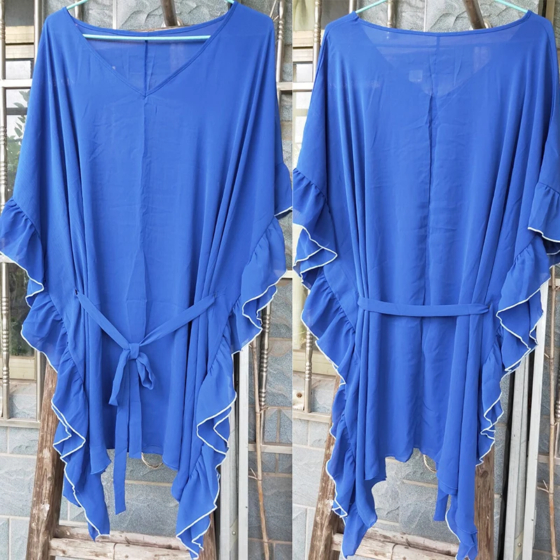 Плюс размер шифоновое пляжное платье саронг Парео Плайя женское мини-платье