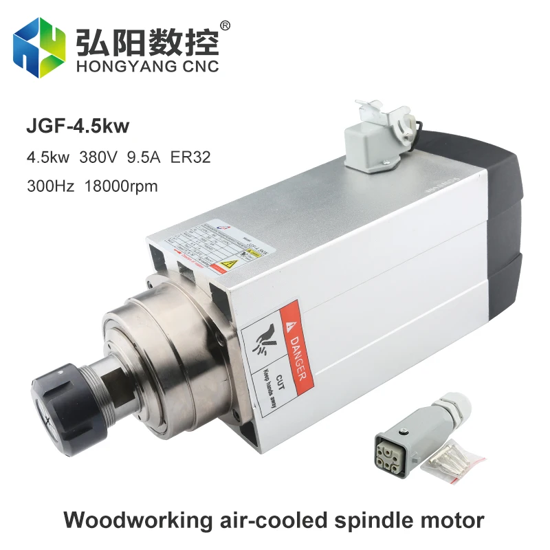 

4.5kw ER32 Air-Cooled Spindle Motor 220v/380v Square Spindle 4 Bearings 18000rpm, Used For CNC Milling Machine Router Engraving