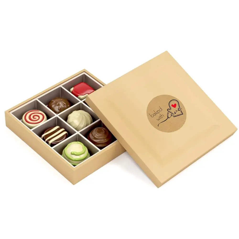 500x этикетки натуральная крафт Бумага Круглый &quotзапеченные с любовью Стикеры s