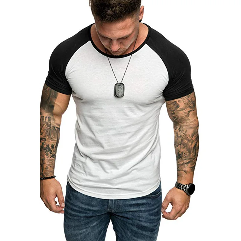 

Summer New Patchwork Color Splicing Short Sleeve T-Shirt Men Leisure Fashion Funny Tshirt Male Slim Fit Tops Tee EU Size M-3XL