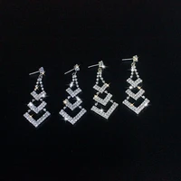 geometric water drop crystal earrings for women bijoux long tassel rhinestone dangle earrings statement jewelry