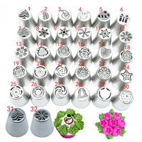 32 styles russian tulip icing piping nozzles stainless steel flower cream pastry tips nozzles bag cupcake cake decorating tools