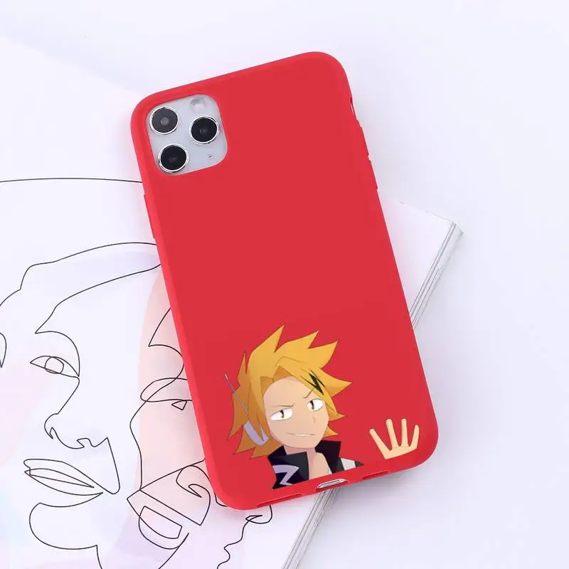 

Denki Kaminari Phone Case Red Candy Color for iPhone 6 7 8 11 12 s mini pro X XS XR MAX Plus