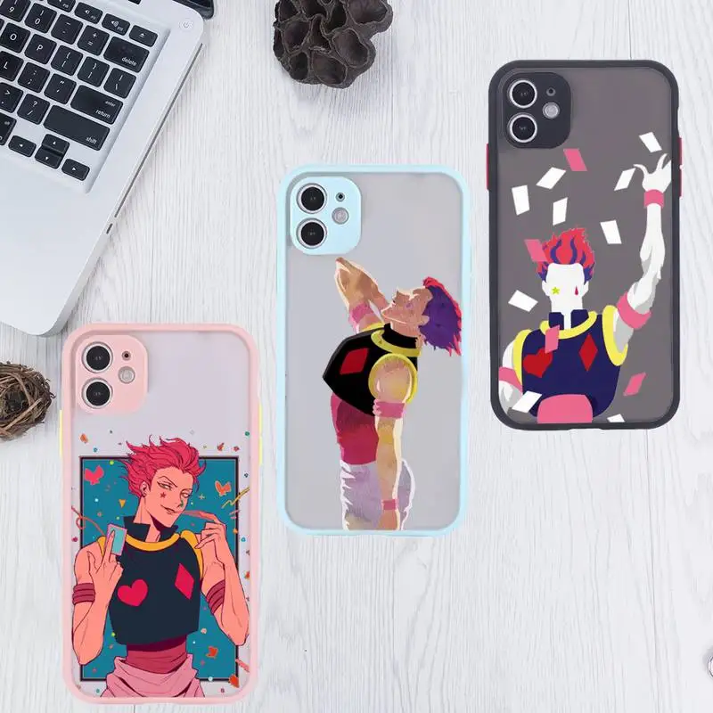

Hisoka Anime Hunter X hunter Phone Case For iPhone 12 11 Mini Pro XR XS Max 7 8 Plus X Matte transparent Pink Back Cover