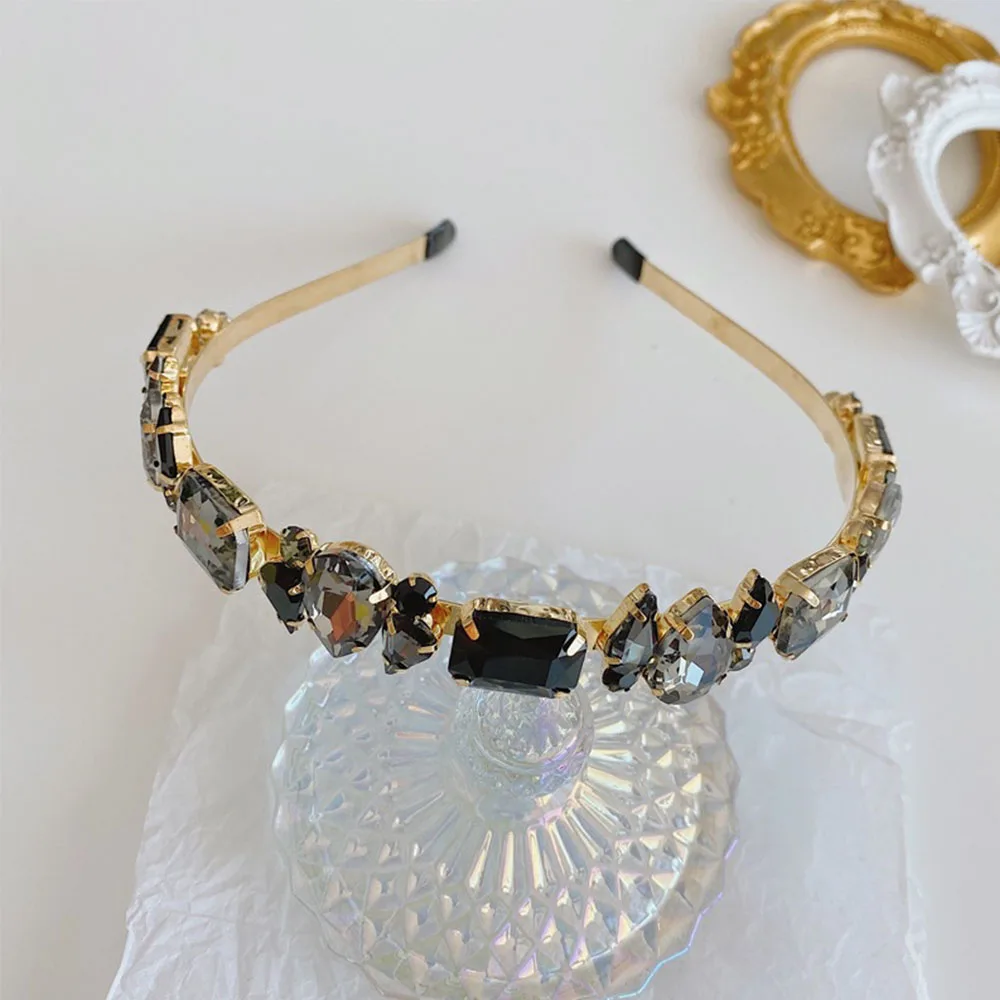 

Full Rhinestone Women Headbands Retro Alloy HairHoop Thin Side Headband Versatile Pressure Hairband Hair Accessories