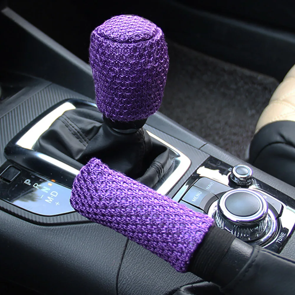 

QFHETJIE Summer Ice Silk Car Steering Wheel Cover Gear Cover Handbrake Cover Two-piece Three-piece Affordable Package