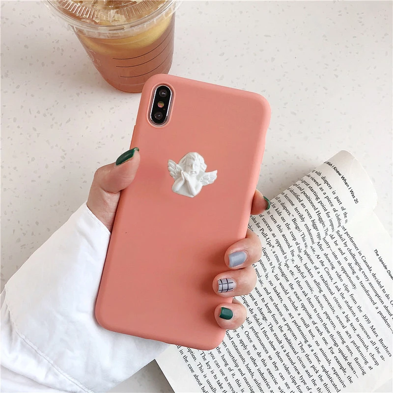 Оранжевый GlamPhone чехол трехмерный Амура ангел чехол для телефона для iPhone X XS Max XR Мягкий силиконовый чехол для iPhone 7 8 6 6s Plus чехол - Цвет: Оранжевый