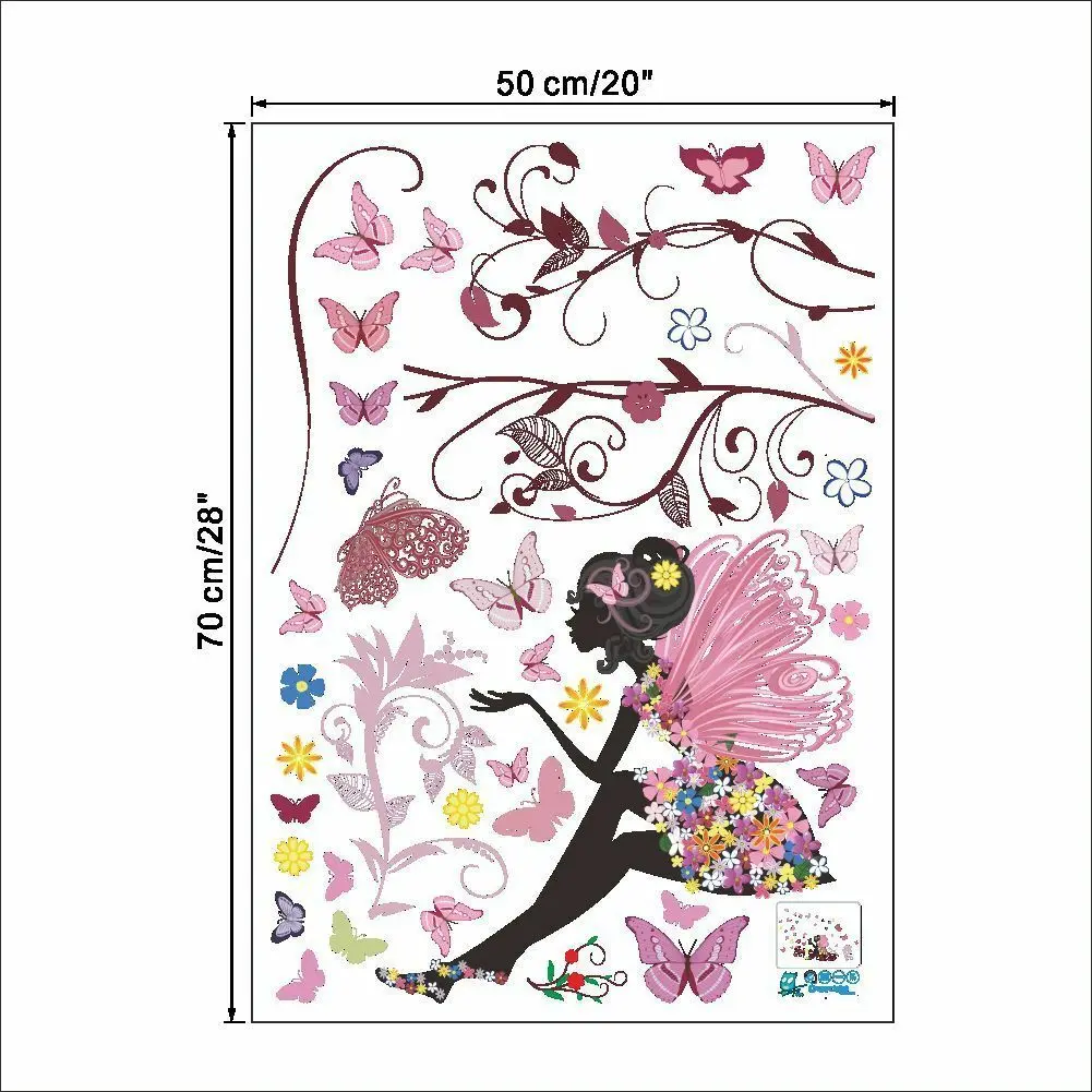 Removable Wall Sticker Bedroom Decor Girls Flower Fairy Princess Butterfly | Дом и сад