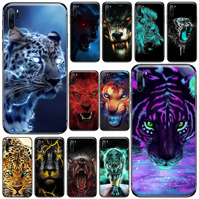 

Animal Lion Tiger Special effects Phone Case For Huawei honor Mate P 9 10 20 30 40 Pro 10i 7 8 a x Lite nova 5t Soft silicone