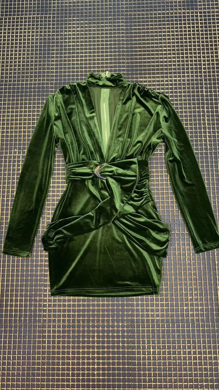 Новое поступление зимнее модное сексуальное Зеленое Шелковое женское платье с