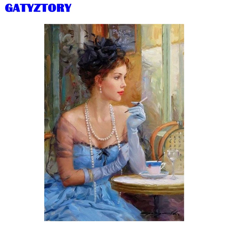 GATYZTORY Набор для рисования по номерам с рамкой женщина творчества цифровая