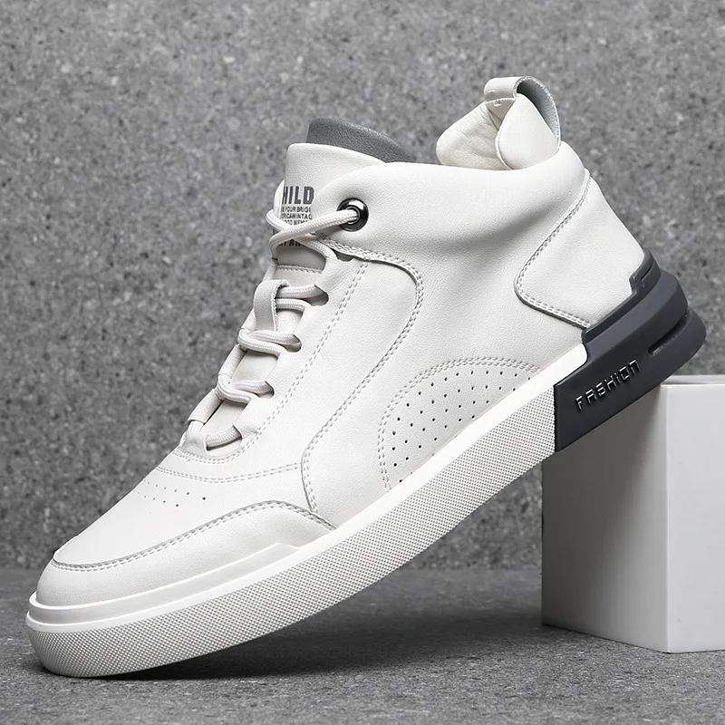 

Брендовая мужская обувь, осенняя кожаная спортивная обувь, мужская повседневная обувь с высокой поддержкой, Корейская версия модных мужски...