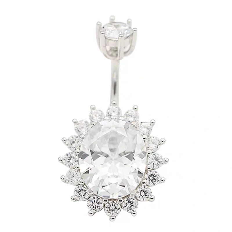 Женские кольца для пупка с прозрачным фианитом серебряная кнопка пирсинга