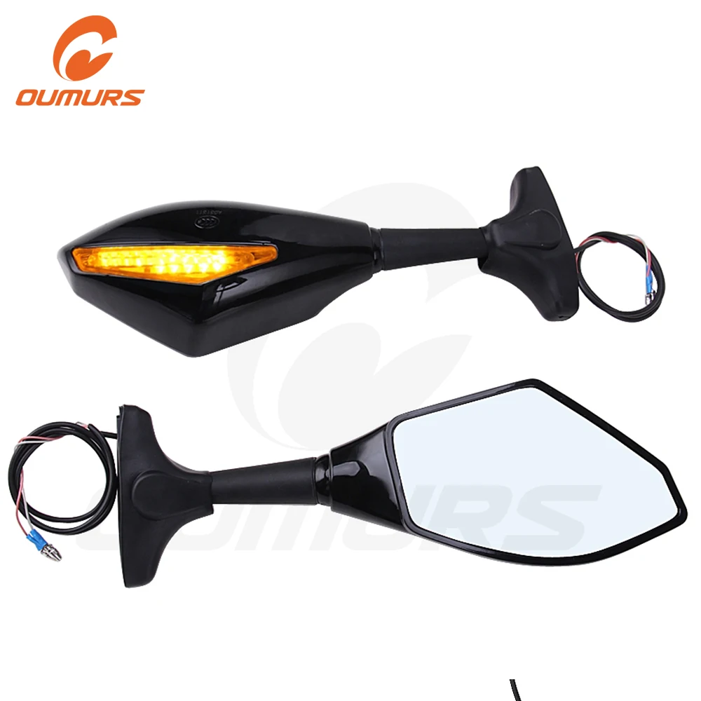 

OUMURS Motorcycle Rearview Side Mirrors With Turn Signal Light Adjustable For Yamaha FZR600 YZF 600 R1 R6S FZ1 Suzuki GSXR1000