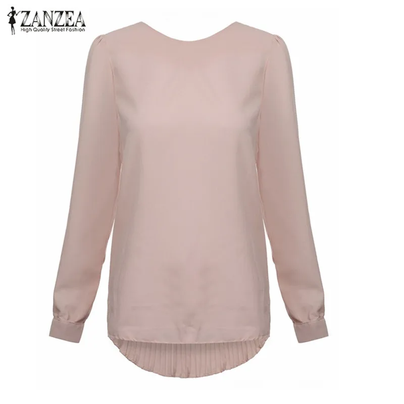 Женская офисная блузка ZANZEA Офисная плиссированная блуза туники с длинным