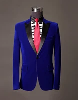 velvet groomsmen peakshawl black lapel groom tuxedos royal blue men suits wedding best man jacketpants