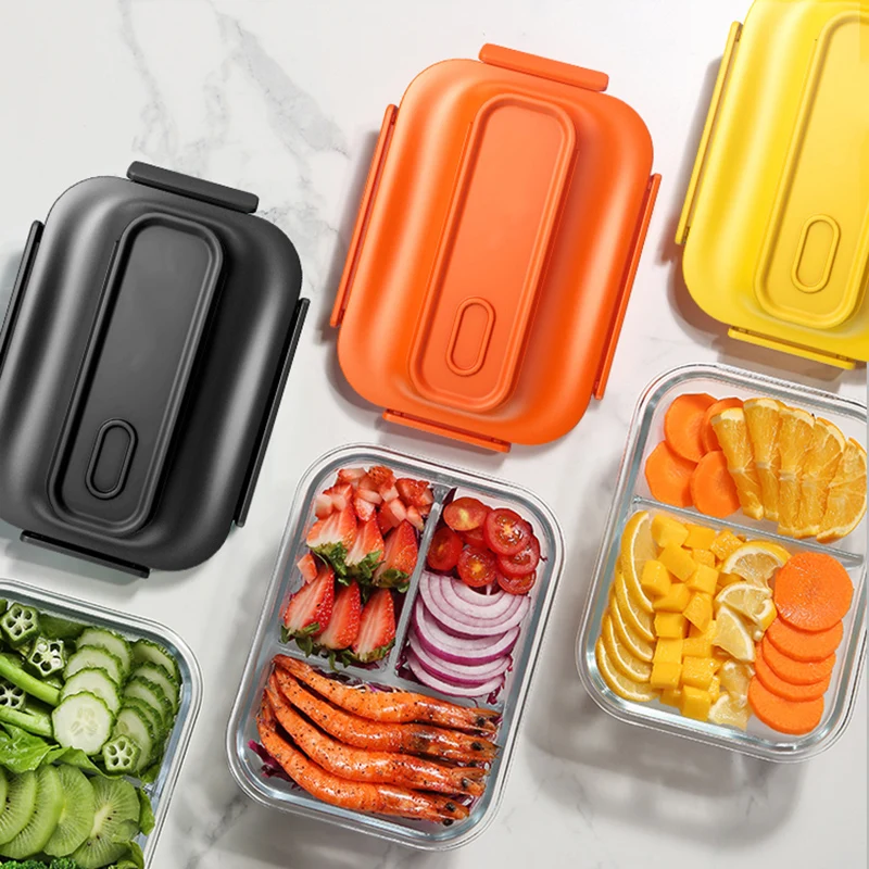 Стеклянный контейнер Bento в японском стиле Портативный Ланч-бокс для детей и