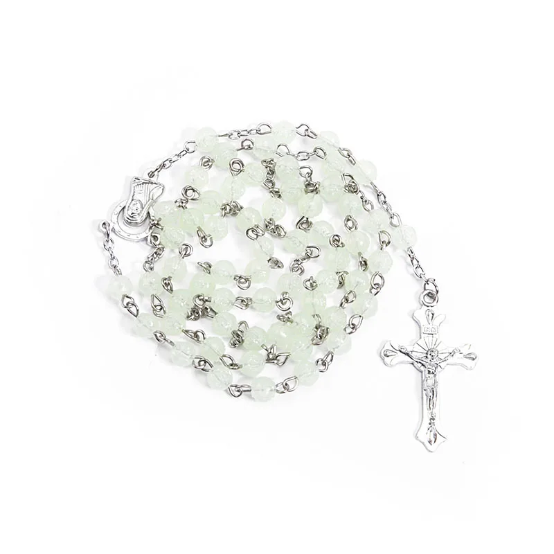 Католическое светящееся розовое ожерелье 6 мм в темноте | Украшения и аксессуары