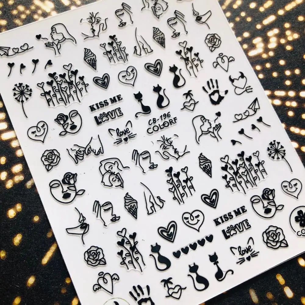 CB 196 Модная девушка серии рандеев классные 3d наклейки для дизайна ногтей Наклейка