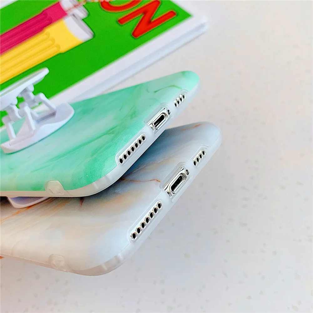 

Luxury Matte Marble Phone Cases For iPhone 11 Pro Max XR XS Max 6S 7 8 Plus X SE2020 Full Body Soft Silicone Cover Holder Stand