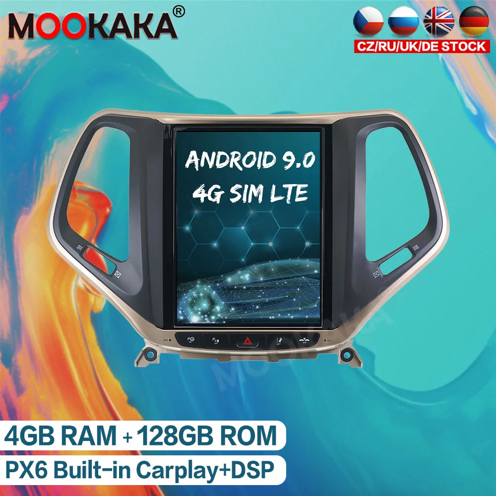 

Android 9.0 4GB+128GB Tesla Style Car Multimedia Player For JEEP Cherokee 2014 - 2019 Auto Radio Stereo GPS Navigation Head Unit