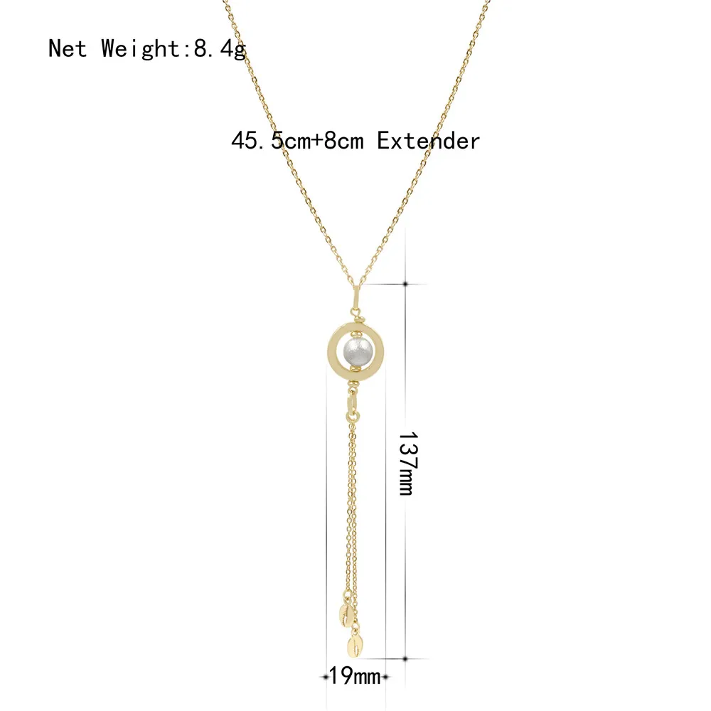 2020 New Trend Gold Color Plating Pearl in Circle Shell End Decorated Long Neckalce For Women Girl Delicate Gorgeous Jewelry | Украшения и