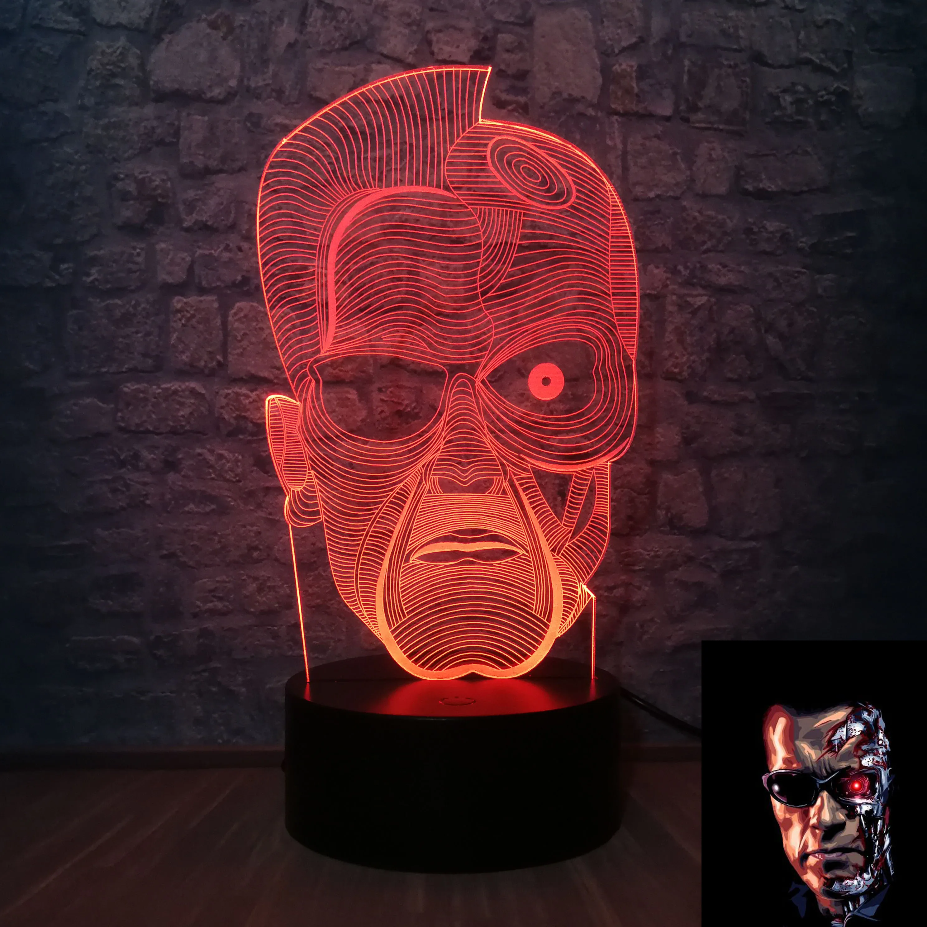 Фильм Терминатор 3D креативный Ночник светильник герои Рисунок 7 цветов меняющий