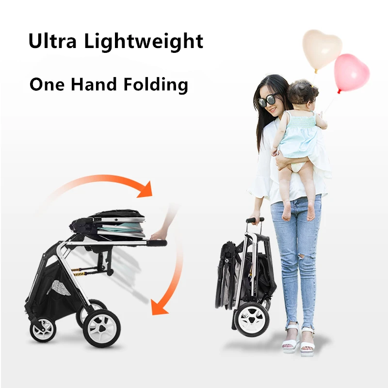 6 5 кг Регулируемая Роскошная детская коляска 3 в 1 портативная Двусторонняя с