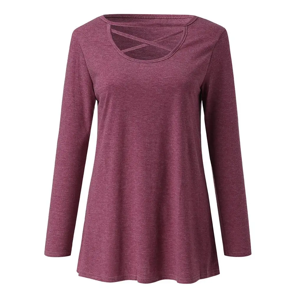 Женские футболки с длинными рукавами и узлом свободная туника спереди топы