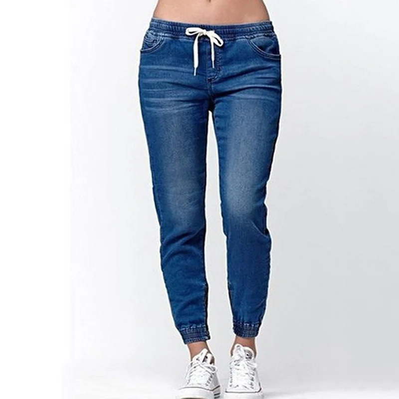 

Middle Waist Ladies Lantern Jeans 2021 New Women Summer Autumn Skinny Fashion Casual Drawstring Jeans High Quality Simple Jeans