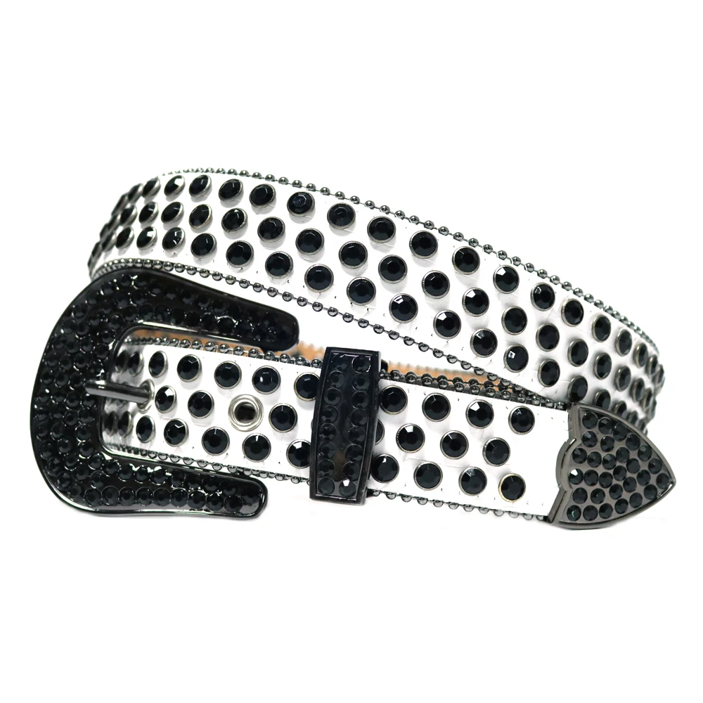 Vintage Luxury Strap Rhinestones Diamond Belt Leather Male Belts Studded Belt For Men Women Cowgirl Cowboy Cinto De Strass