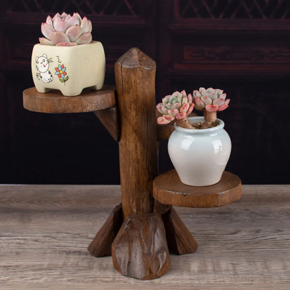 

1Pc Wooden Mini Bonsai Rack Household Multi-layer Succulent Plant Stand