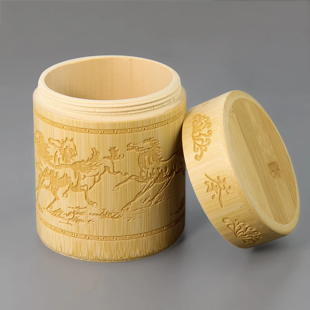 

Real Bamboo Tea Tin Caddy Chopstick Pen Holder Seasoning Sealed Jar Cereal Coffee Bean Wooden Storage Container Kitchen Canister