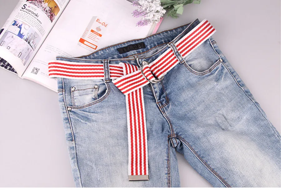 Женский джинсовый ремень с двойной петлей Простой декоративный из джинсовой