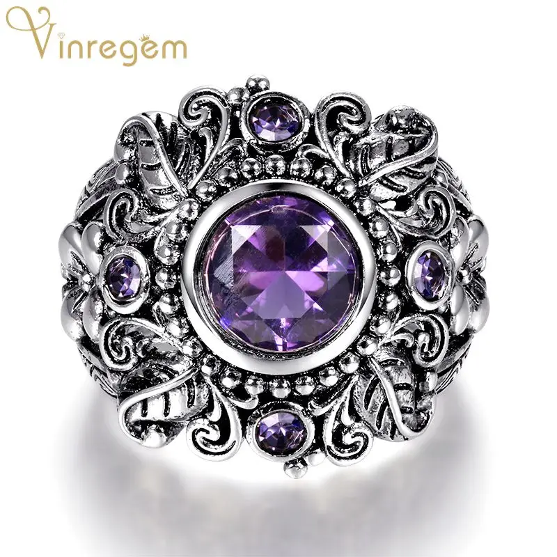 Винтажное кольцо Vinregem из серебра 925 пробы с аметистом|Кольца| |