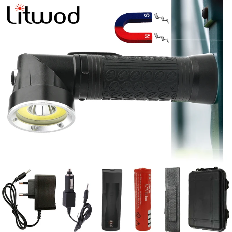 

Litwod Z201305 Multi-function LED Flashlight 8000LM XM-L T6 /COB Zoomable 3 Modes Aluminum Lanterna Camping battery