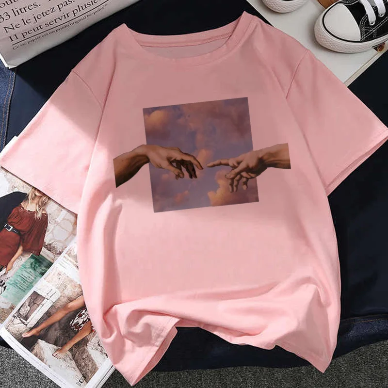 Футболка женская оверсайз с принтом Микеланджело рубашка в стиле ольччан топ